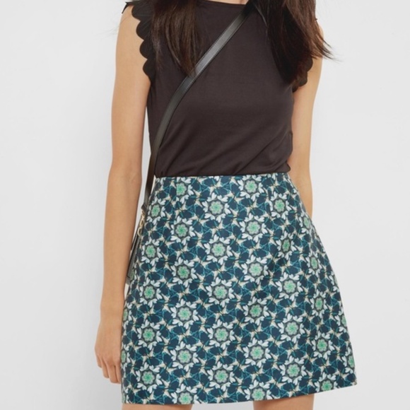 Ted Baker Frelia Emerald Green Kaleidoscope Swallow Mini Skirt Size 4 - Picture 1 of 11